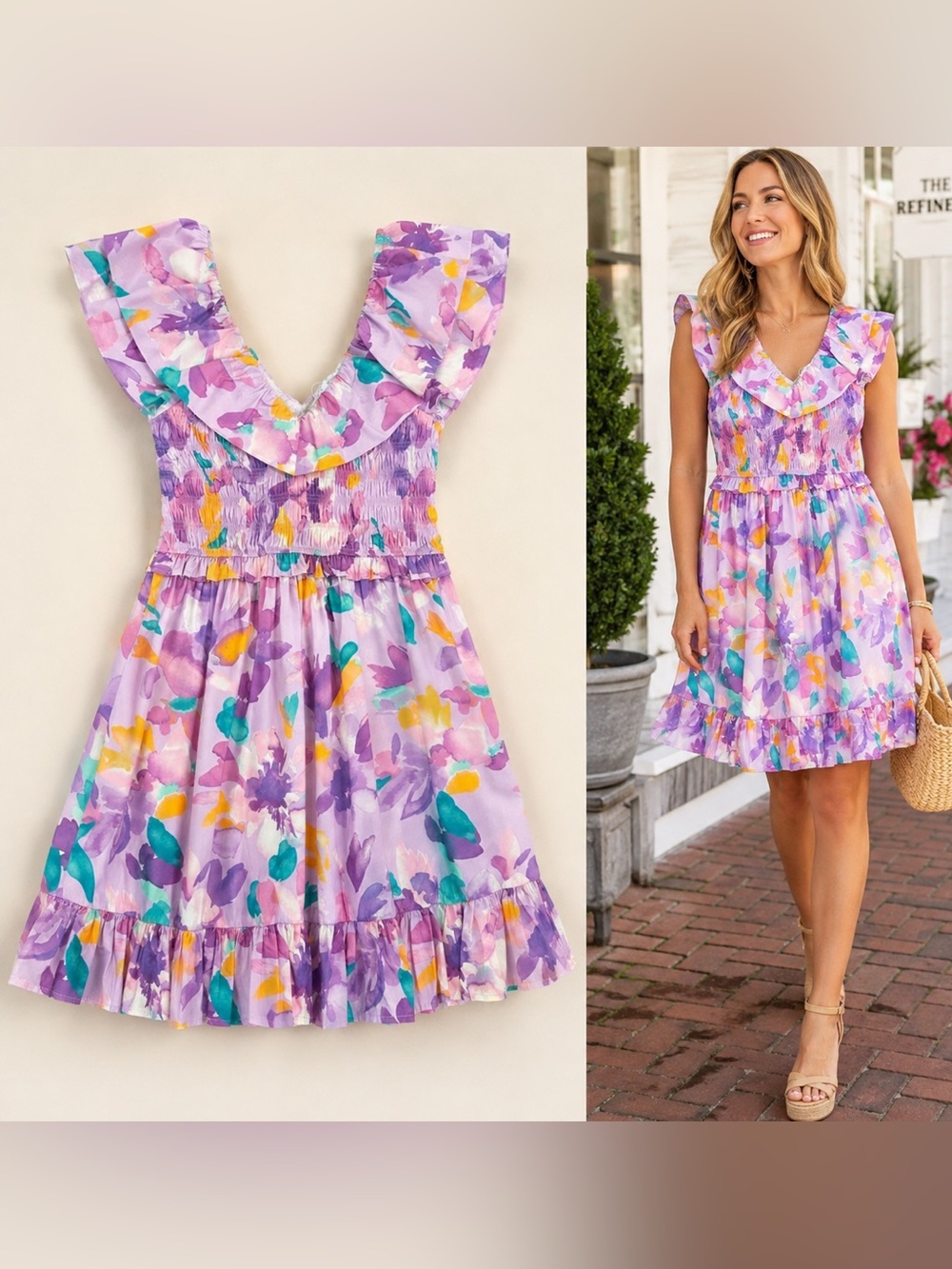 MEET ME IN SANTORINI - Purple Floral Fit and Flare Dress NWT